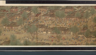 Lentefestival aan de rivier (detail), handrol door Qing Dynasty Chinese School